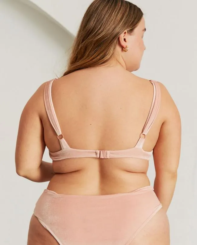 ALOHAS Swimwear The Loop 8211 Pink Velvet Bikini Top 8211 Women