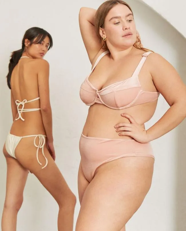 ALOHAS Swimwear The Loop 8211 Pink Velvet Bikini Top 8211 Women