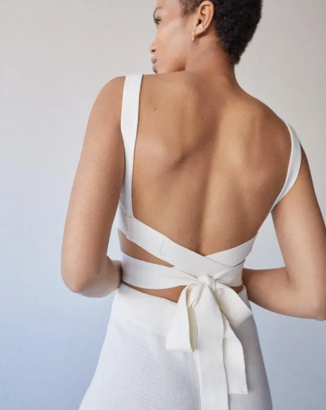 ALOHAS Tops Bare 8211 White Knit Top 8211 Women