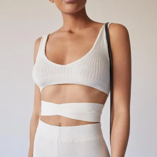 ALOHAS Tops Bare 8211 White Knit Top 8211 Women