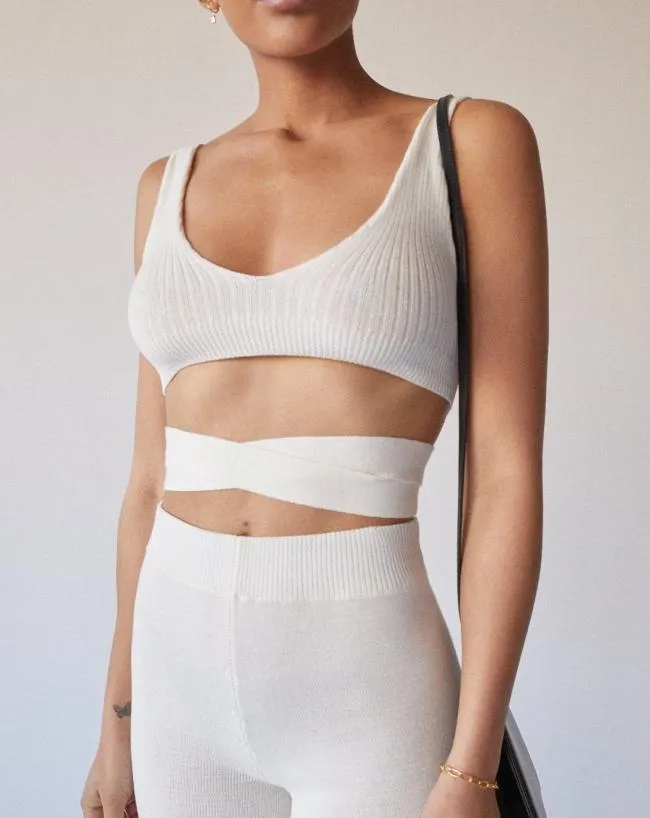 ALOHAS Tops Bare 8211 White Knit Top 8211 Women