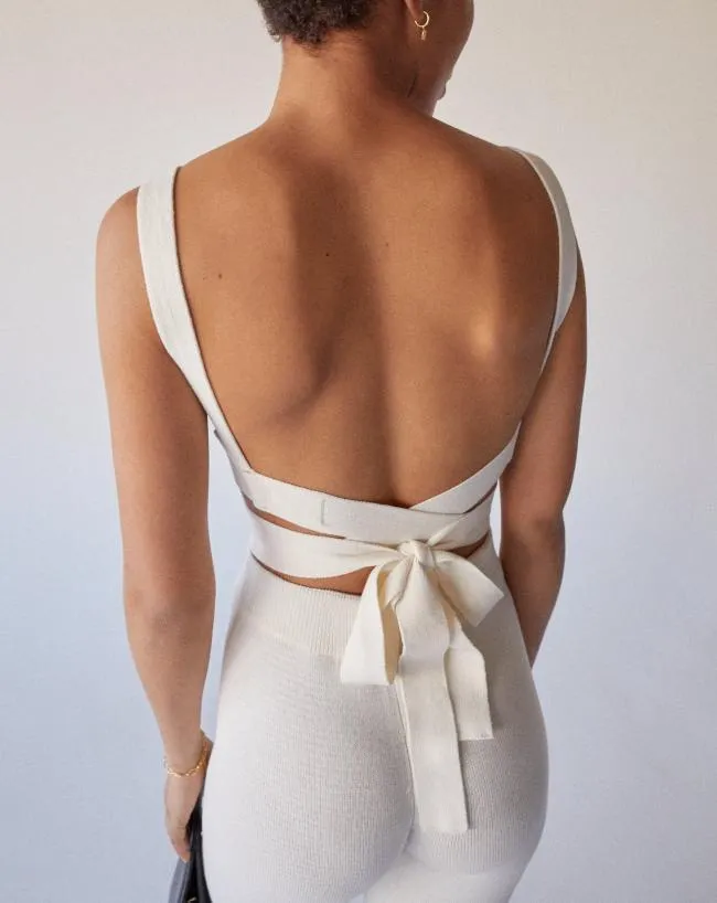 ALOHAS Tops Bare 8211 White Knit Top 8211 Women