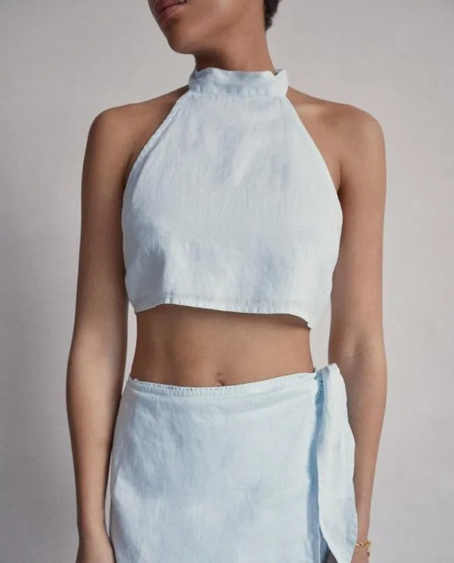 ALOHAS Tops Poetry 8211 Blue Linen Top 8211 Women
