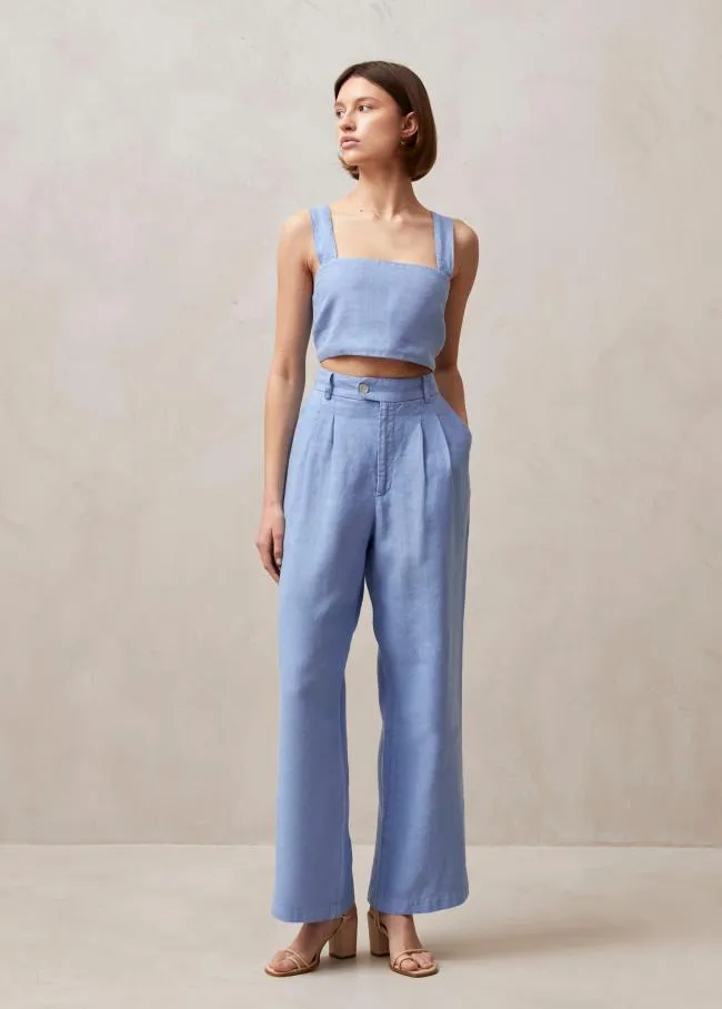 ALOHAS Tops Rai 8211 Blue Linen Top 8211 Women