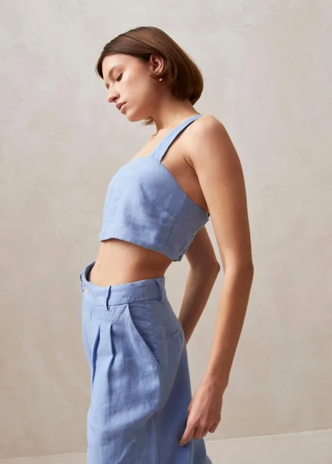 ALOHAS Tops Rai 8211 Blue Linen Top 8211 Women
