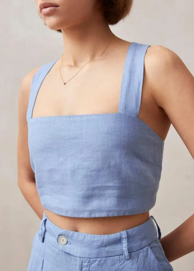 ALOHAS Tops Rai 8211 Blue Linen Top 8211 Women