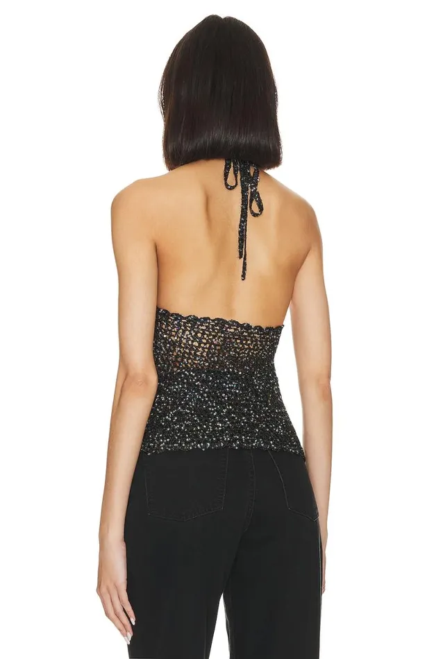 Arian Halter Tie Top Black Women Lovers and Friends Tops