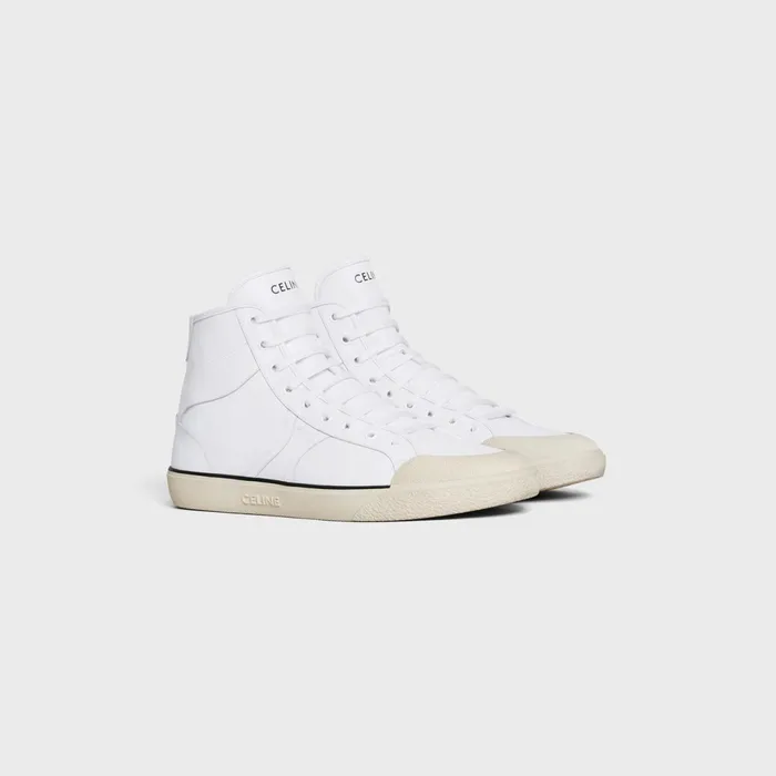 As02 Mid Low LaceUp Celine Alan Sneaker In Calfskin Optic White Men CELINE SNEAKERS