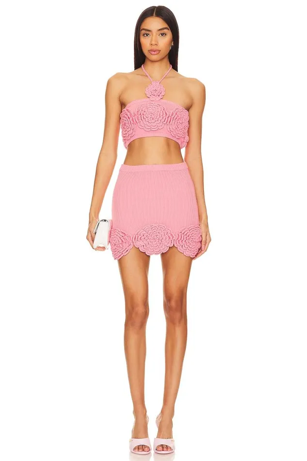 Ashby Crochet Skirt Pink Women Lovers and Friends Skirts