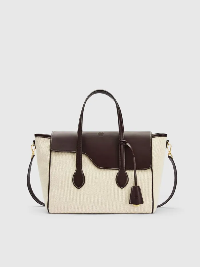 ATP Atelier Crossbody Bags Merlara EcruWalnut CanvasLeather Large Handbag Ecruwalnut 8211 Women ATP Atelier Crossbody Bags Merlara EcruWalnut CanvasLeather Large Handbag Ecruwalnut 8211 Women