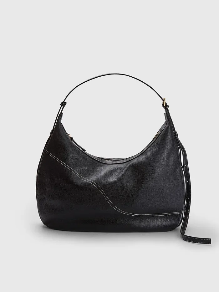 ATP Atelier Icon Bags Potenza BlackContrast Stitch Grained Leather Large Hobo Bag Blackcontrast Stitch 8211 Women ATP Atelier Icon Bags Potenza BlackContrast Stitch Grained Leather Large Hobo Bag Blackcontrast Stitch 8211 Women