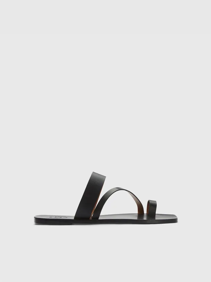 ATP Atelier Sandals Saletto Black Leather Flat Sandals Black 8211 Women