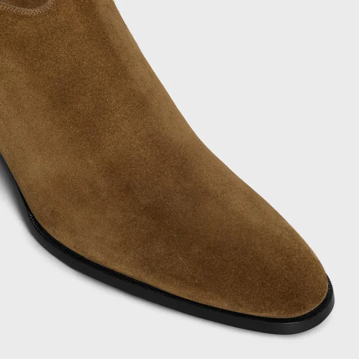 Back Buckle Zipped Isaac Boot In Suede Calfskin Taupe Men CELINE BOOTS