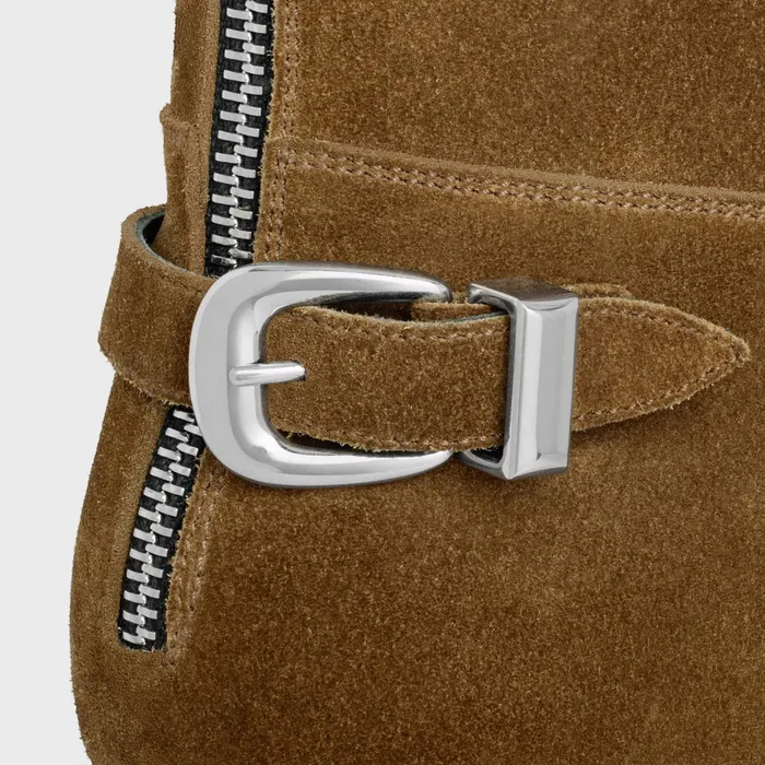 Back Buckle Zipped Isaac Boot In Suede Calfskin Taupe Men CELINE BOOTS