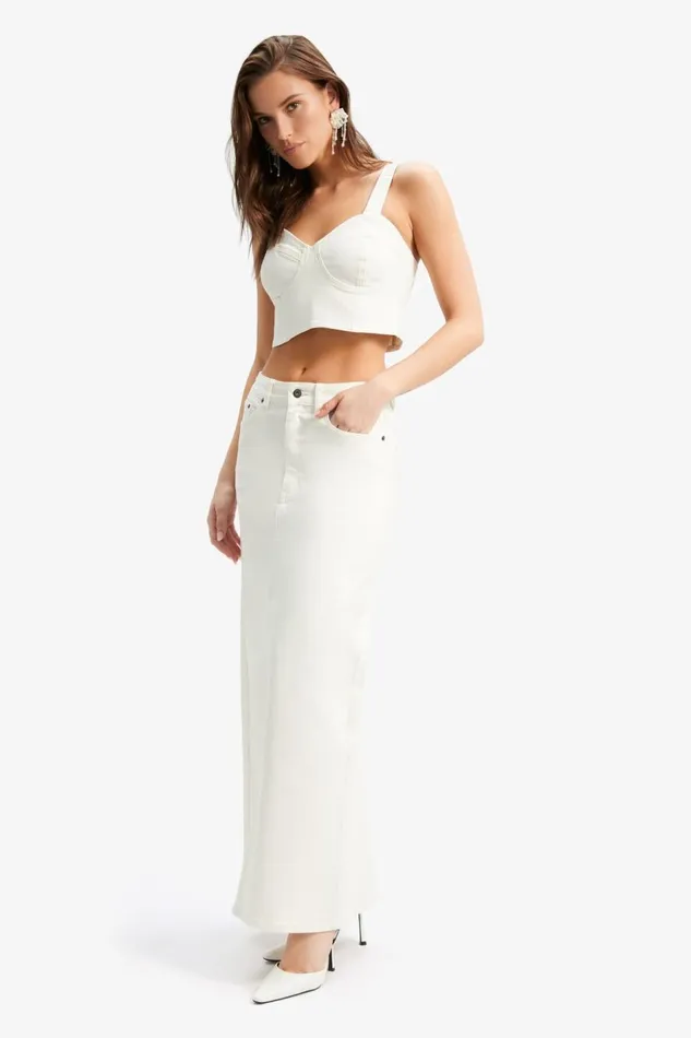 Bardot Corsets Evianna Denim Bustier In Off White 8211 Women Bardot Corsets Evianna Denim Bustier In Off White 8211 Women
