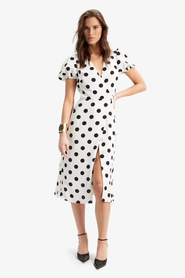 Bardot Day To Night Dresses Devyn Wrap Dress In BW Spot 8211 Women Bardot Day To Night Dresses Devyn Wrap Dress In BW Spot 8211 Women