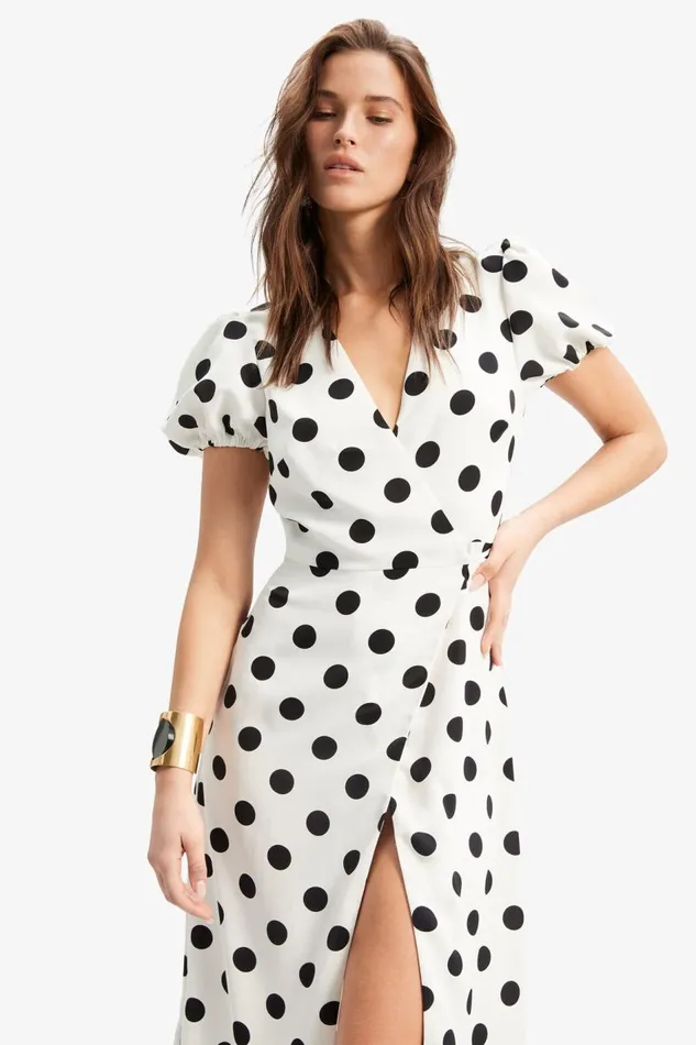 Bardot Day To Night Dresses Devyn Wrap Dress In BW Spot 8211 Women Bardot Day To Night Dresses Devyn Wrap Dress In BW Spot 8211 Women