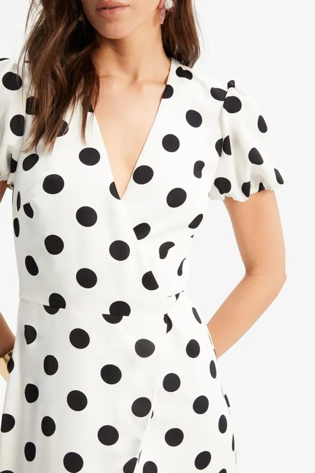 Bardot Day To Night Dresses Devyn Wrap Dress In BW Spot 8211 Women Bardot Day To Night Dresses Devyn Wrap Dress In BW Spot 8211 Women