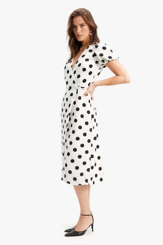 Bardot Day To Night Dresses Devyn Wrap Dress In BW Spot 8211 Women Bardot Day To Night Dresses Devyn Wrap Dress In BW Spot 8211 Women