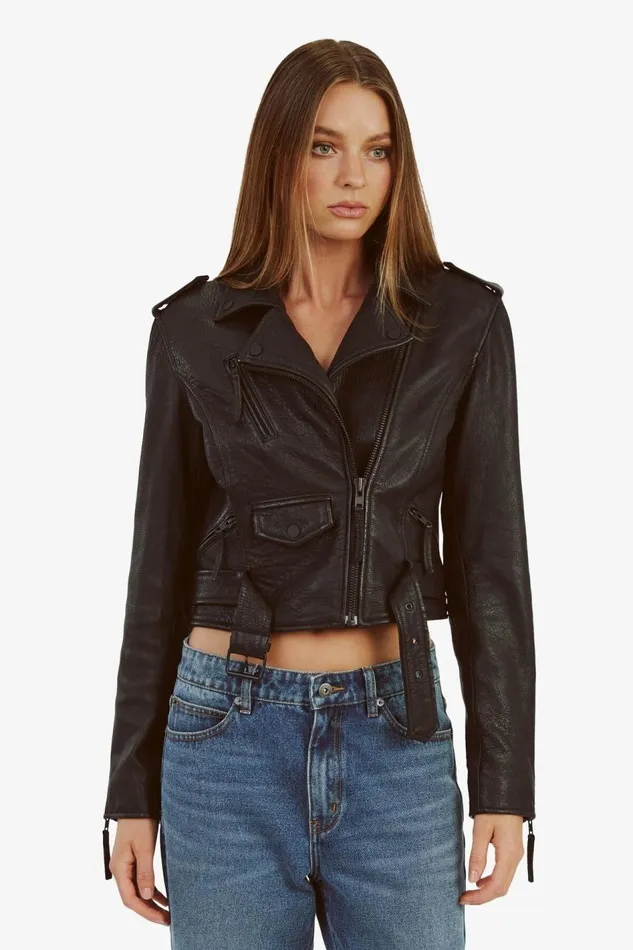 Bardot Jackets Fitted Leather Biker Jacket In Black 8211 Women Bardot Jackets Fitted Leather Biker Jacket In Black 8211 Women