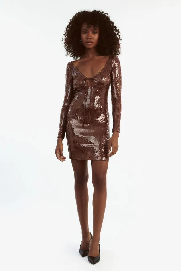 Bardot Party Dresses Verona Sequin Mini Dress In Chocolate 8211 Women Bardot Party Dresses Verona Sequin Mini Dress In Chocolate 8211 Women