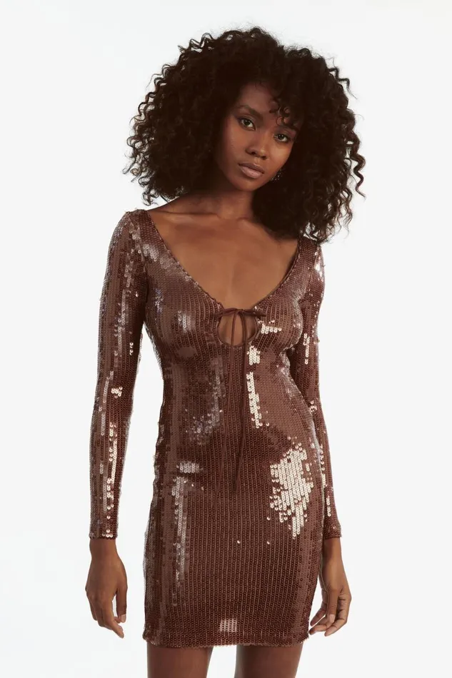 Bardot Party Dresses Verona Sequin Mini Dress In Chocolate 8211 Women Bardot Party Dresses Verona Sequin Mini Dress In Chocolate 8211 Women