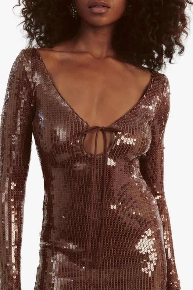 Bardot Party Dresses Verona Sequin Mini Dress In Chocolate 8211 Women Bardot Party Dresses Verona Sequin Mini Dress In Chocolate 8211 Women