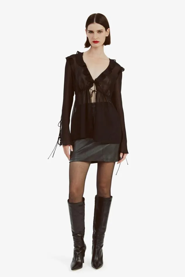Bardot Party Tops Dhalia Frill Blouse In Black 8211 Women Bardot Party Tops Dhalia Frill Blouse In Black 8211 Women