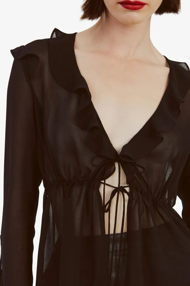 Bardot Party Tops Dhalia Frill Blouse In Black 8211 Women Bardot Party Tops Dhalia Frill Blouse In Black 8211 Women