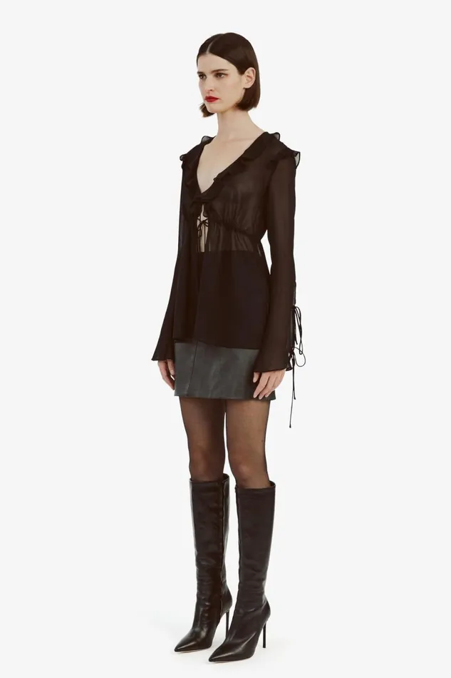 Bardot Party Tops Dhalia Frill Blouse In Black 8211 Women Bardot Party Tops Dhalia Frill Blouse In Black 8211 Women