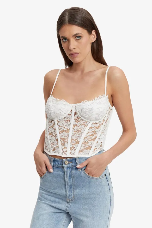 Bardot Party Tops Holland Lace Bustier In Orchid Wht 8211 Women