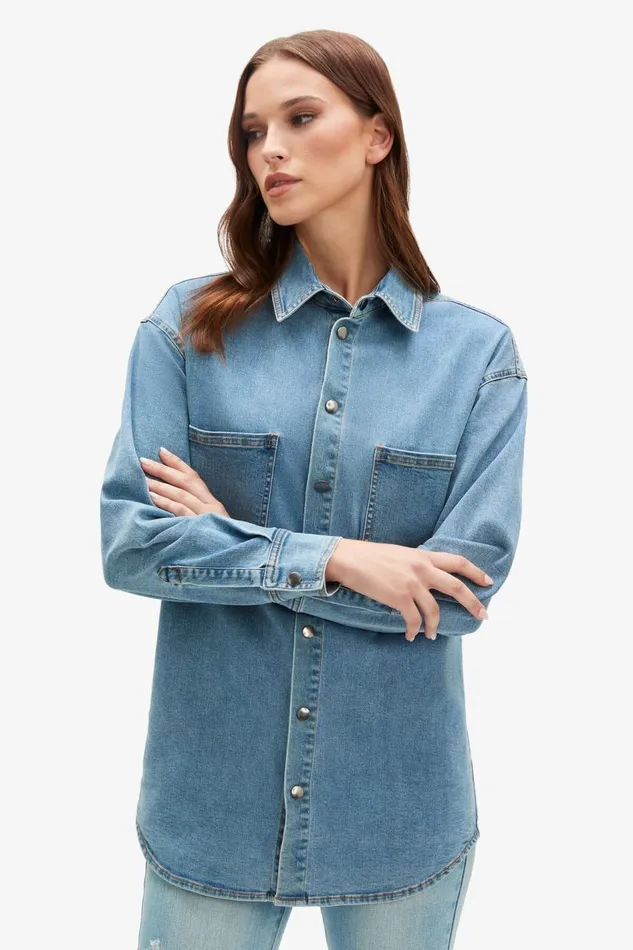 Bardot Shirts and Blouses Oversized Denim Shirt In Acid 8211 Women Bardot Shirts and Blouses Oversized Denim Shirt In Acid 8211 Women