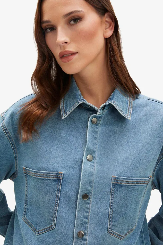 Bardot Shirts and Blouses Oversized Denim Shirt In Acid 8211 Women Bardot Shirts and Blouses Oversized Denim Shirt In Acid 8211 Women