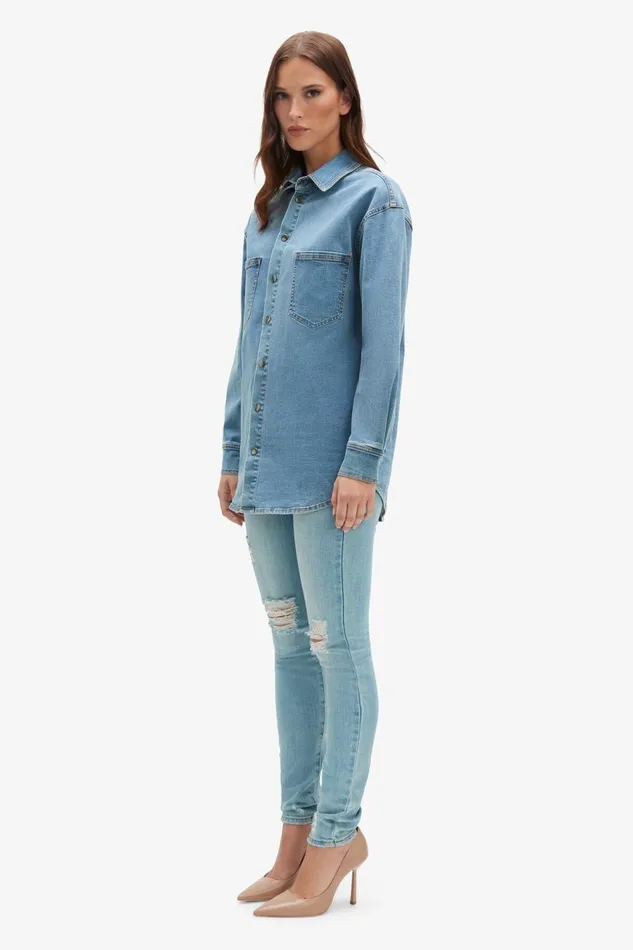 Bardot Shirts and Blouses Oversized Denim Shirt In Acid 8211 Women Bardot Shirts and Blouses Oversized Denim Shirt In Acid 8211 Women