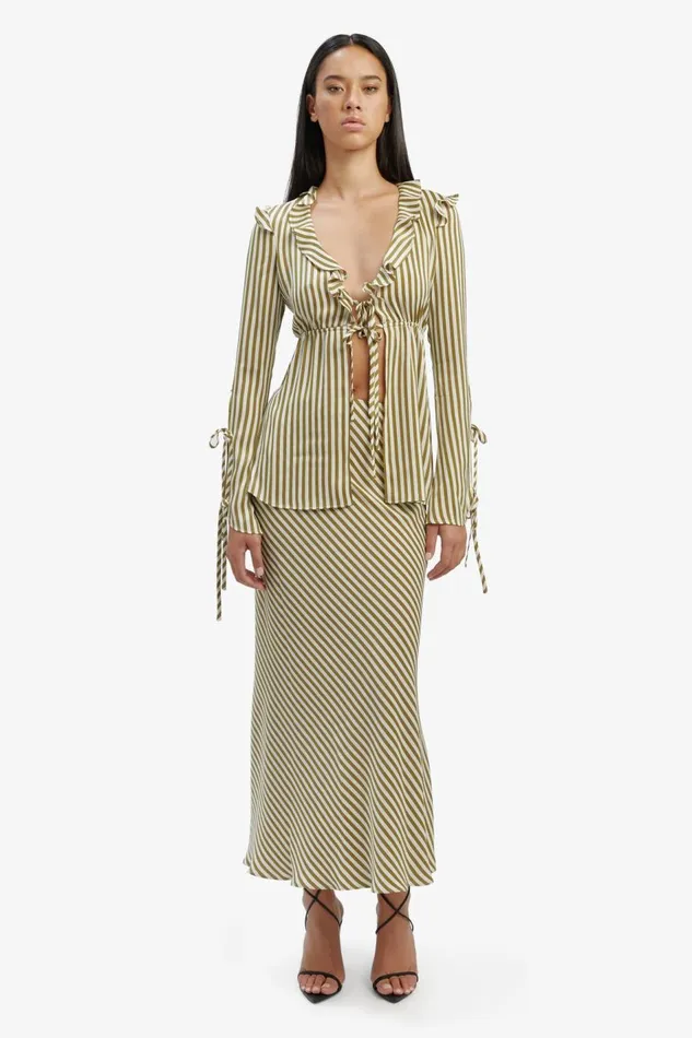 Bardot Skirts Isadore Slip Skirt In Green Stripe 8211 Women Bardot Skirts Isadore Slip Skirt In Green Stripe 8211 Women