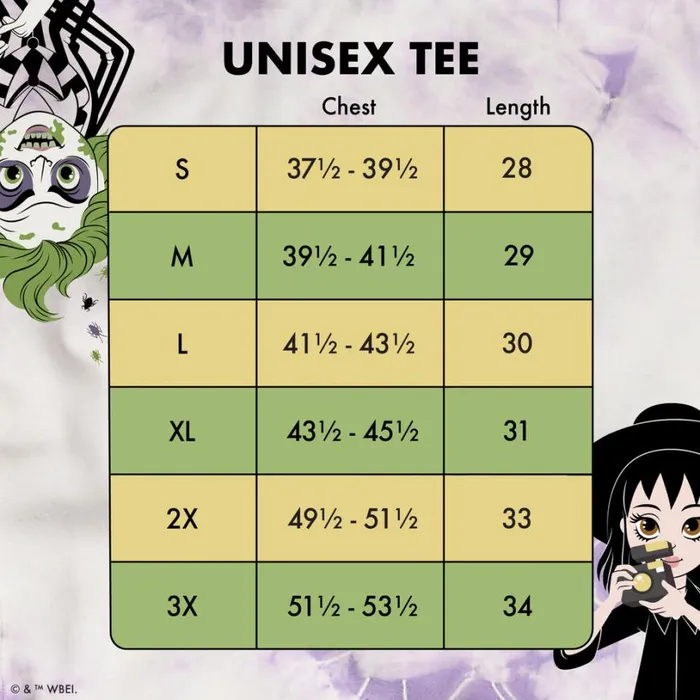 Beetlejuice and Lydia Deetz Reversible TieDye Tee Unisex Loungefly Apparel