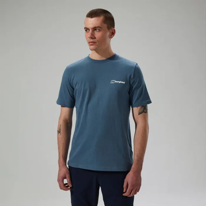 Berghaus TShirts Cheviot Box Logo Short Sleeve TShirt 8211 Blue 8211 Men
