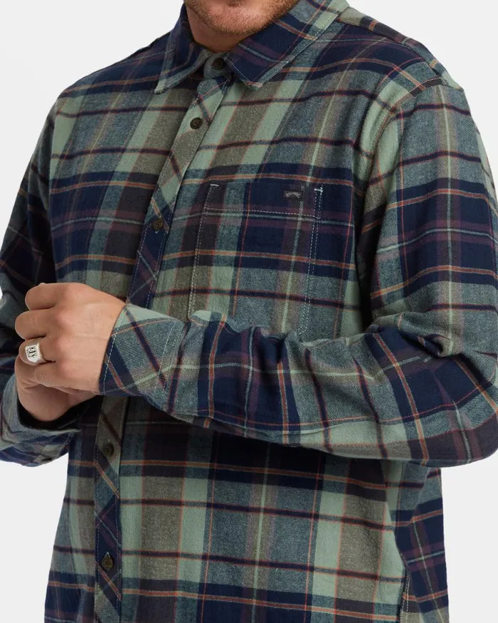 Billabong Flannels Coastline Long Sleeve Flannel Shirt Fern 8211 Men Billabong Flannels Coastline Long Sleeve Flannel Shirt Fern 8211 Men