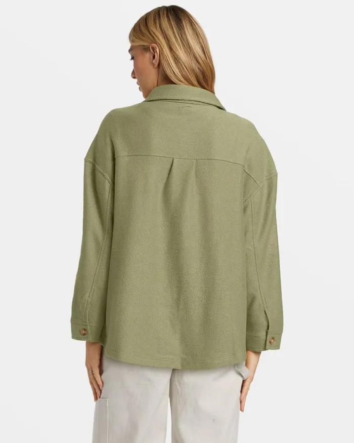 Billabong Tops Everytime Oversized Shacket Avocado 8211 Women Billabong Tops Everytime Oversized Shacket Avocado 8211 Women