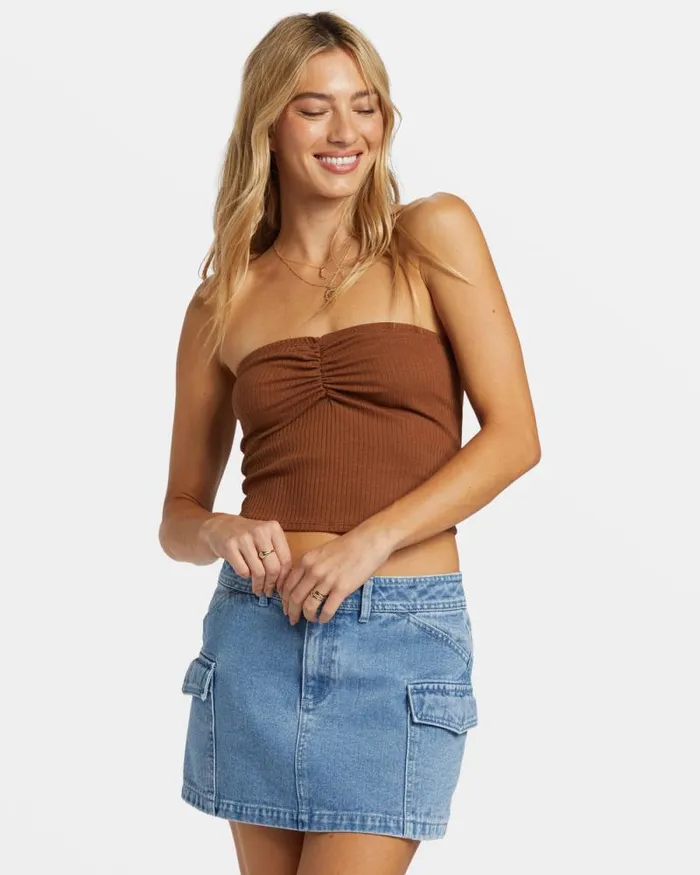Billabong Tops Lennox Tube Fitted Bandeau Top Toasted Coconut 8211 Women