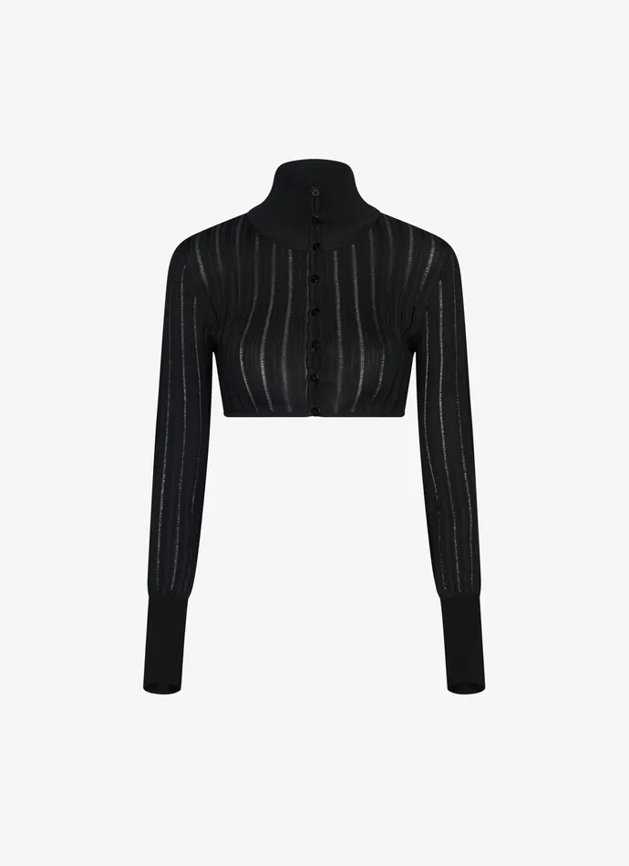 Black Shiny Crinoline Cardigan Women Alaa Jumpers and Cardigans