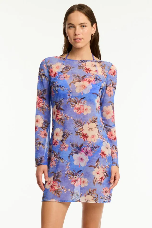 Blue Hawaii Mesh Short Dress Blue Hawaii Women Sea Level Dresses