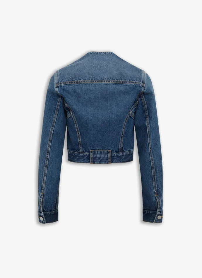 Blue NECKLINE DENIM JACKET Women Alaa Denim