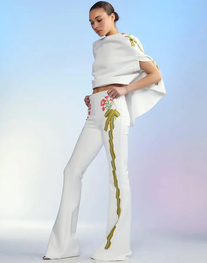 Bonded Fit And Flare Pants 8211 White Women Cynthia Rowley Bottoms