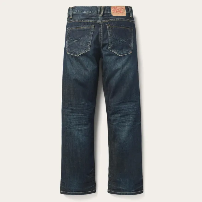 Boot Cut Men Stetson 1312 Fit Jeans With A Pieced Back Pocket Blue