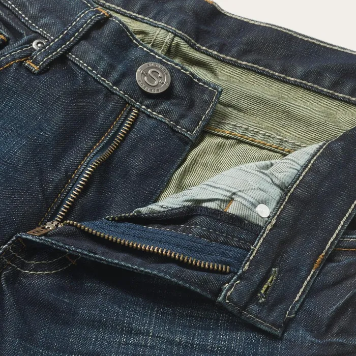 Boot Cut Men Stetson 1312 Fit Jeans With A Pieced Back Pocket Blue