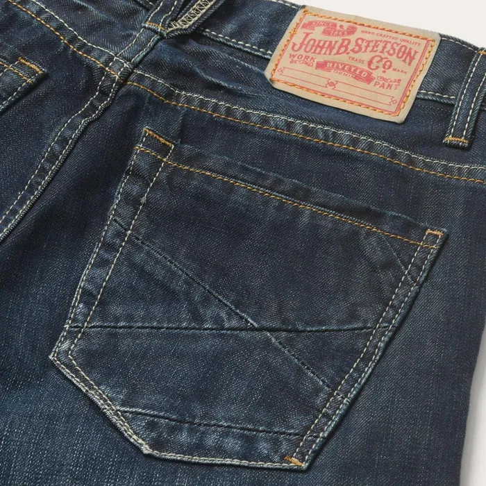Boot Cut Men Stetson 1312 Fit Jeans With A Pieced Back Pocket Blue