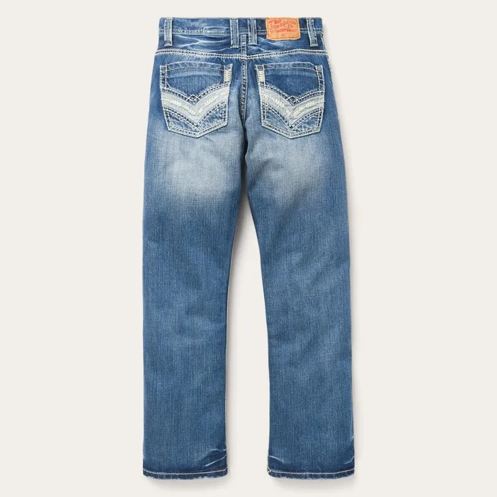Boot Cut Men Stetson 1312 Fit Light Wash Jeans Blue