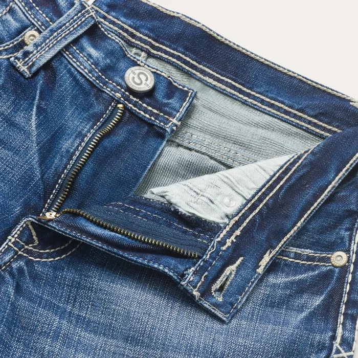 Boot Cut Men Stetson 1312 Fit Light Wash Jeans Blue