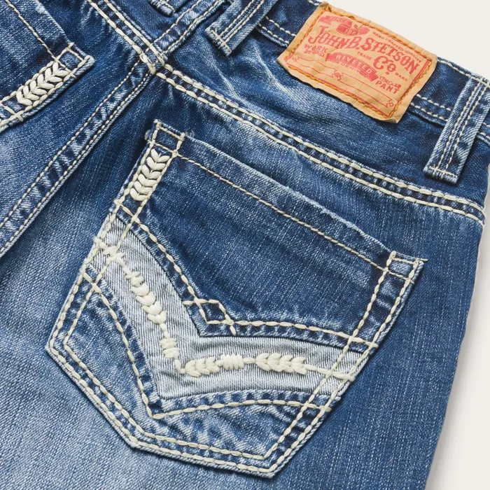 Boot Cut Men Stetson 1312 Fit Light Wash Jeans Blue